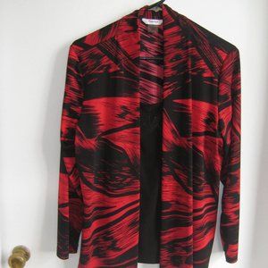 Ladies Blouse, TanJay, Petite Medium, Red/Black